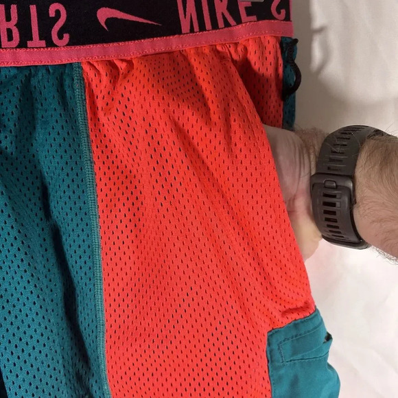 Nike Basketball Shorts Men's Small Pink Green Mesh Nike Sports Elastic Waist - Picture 5 of 12